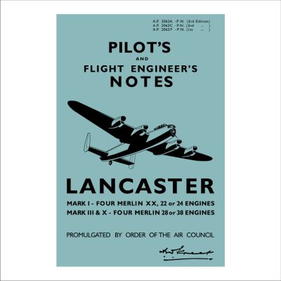 RAF "Pilot's Notes" for the Lancaster bomber cover art